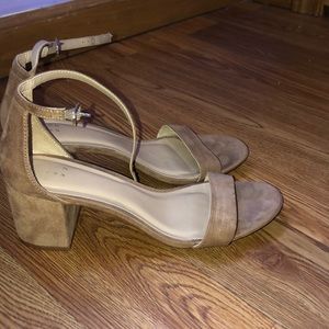 tan nude block heels